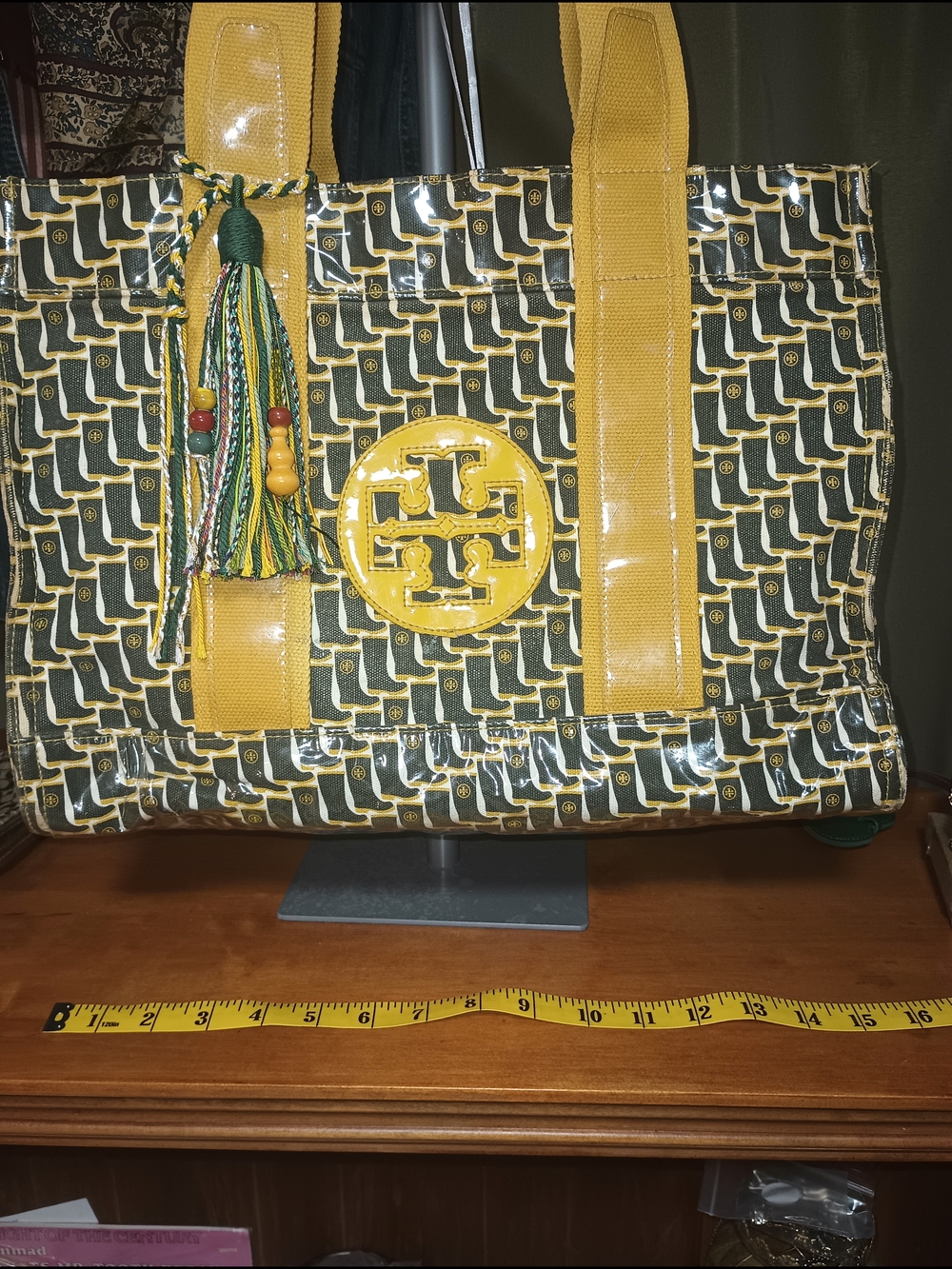 Tory Burch Yellow Logo-Emblem Tote Bag